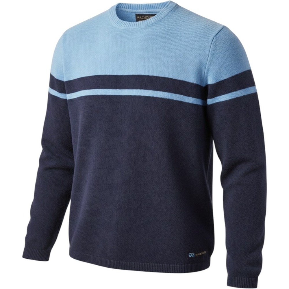 Vintage Abercrombie & Fitch Mens XL Blue Colorblock Knit Crew Neck Sweater 92